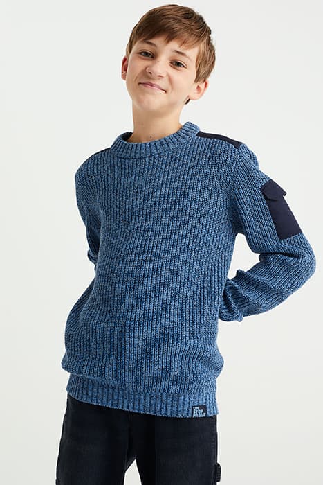 KNITTED PULLOVER BLUE by WE Fashion