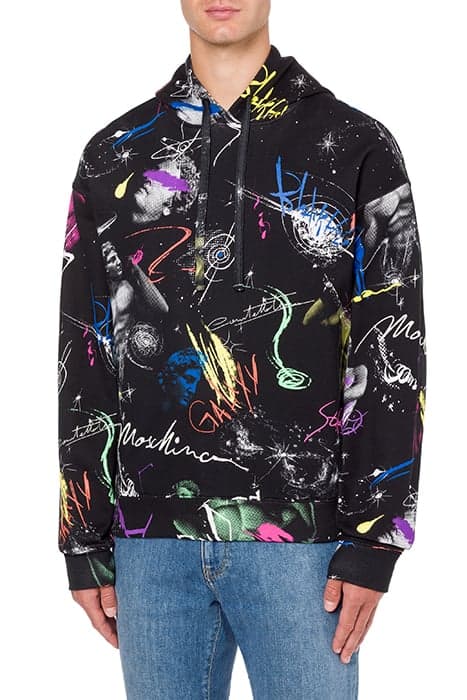 MOSCHINO GALAXY COTTON SWEATSHIRT BLACK by Moschino