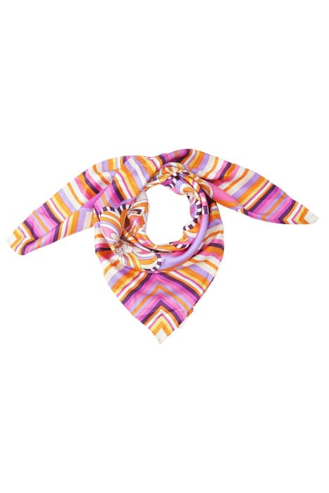 SILK SCARF COLORFUL STRIPES ORANGE FUCHSIA by Mucho Gusto