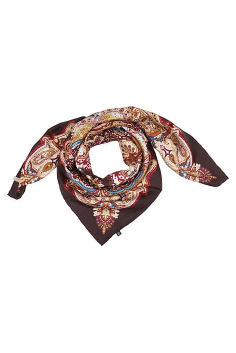 SILK SCARF SQUARED PAISLEY BROWN BROWN by Mucho Gusto