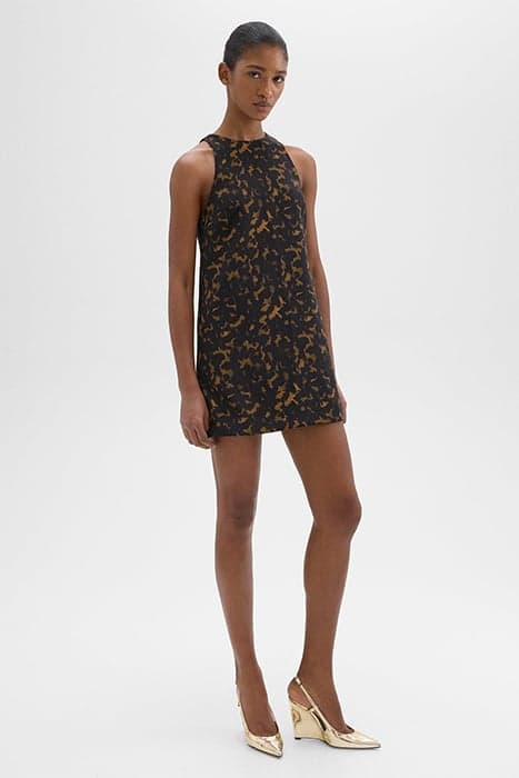 SHIFT DRESS IN TORTOISESHELL PRINTED CREPE DARK BROWN MULTI by THEORY