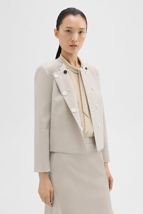 WOOL GABARDINE CROPPED JACKET AGED FLAX by THEORY