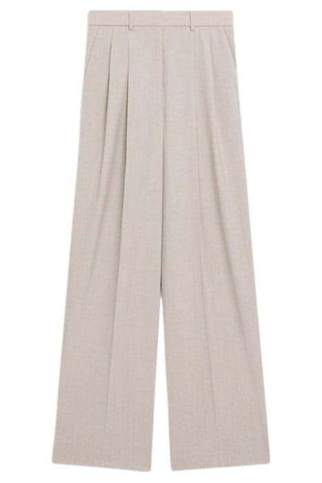 DOUBLE PLEAT PANT IN GOOD WOOL SAND MELANGE by THEORY