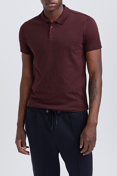 BURGUNDY COTTON MODAL POLO SHIRT BURGUNDY by IKKS