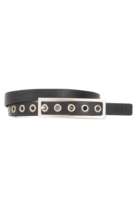 BLACK LEATHER BELT WITH WIDE METAL BUCKLE BLACK by IKKS