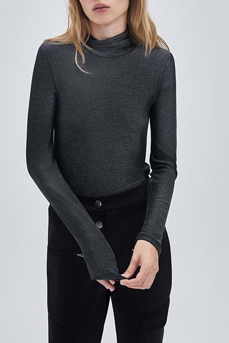 SHINY BLACK ROLL NECK T-SHIRT BLACK by IKKS