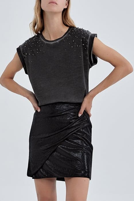 PURE EDITION- BLACK SHORT DRAPED SKIRT BLACK by IKKS