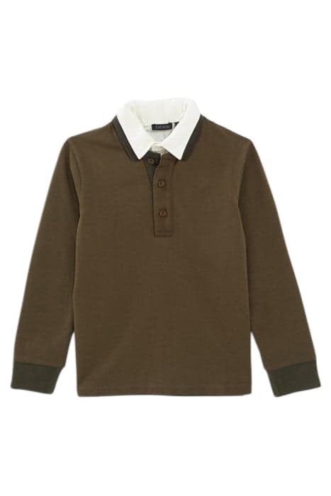 BOYS’ KHAKI POLO SHIRT WITH TROMPE-L'OEIL SHIRT COLLAR BRONZ by IKKS