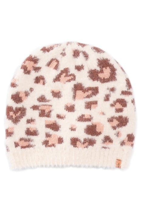 GIRLS’ ECRU LEOPARD-HEART MOTIF KNIT BEANIE OFF-WHITE by IKKS