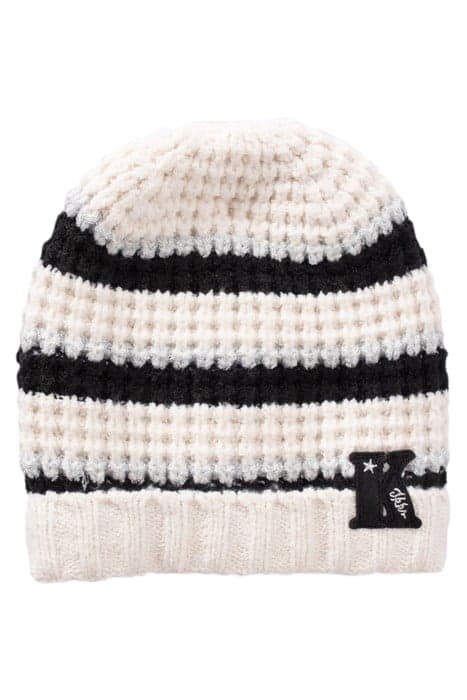 GIRLS’ ECRU STRIPED LUREX KNIT BEANIE COTTON by IKKS