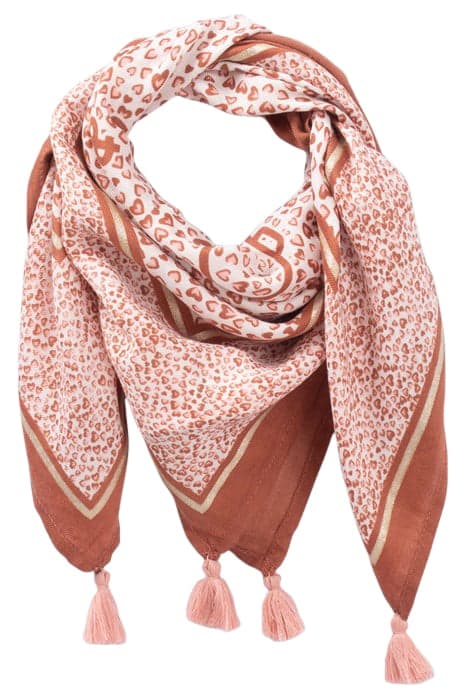 GIRLS’ ECRU SCARF WITH LEOPARD-HEART MOTIF AND SLOGAN OFF-WH by IKKS