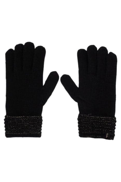 GIRLS’ BLACK KNIT GLOVES WITH GOLD THREAD TURNED-UP CUFFS BL by IKKS