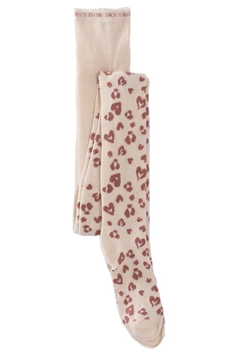 GIRLS’ ECRU LEOPARD-HEART MOTIF KNIT TIGHTS LEOPARD by IKKS