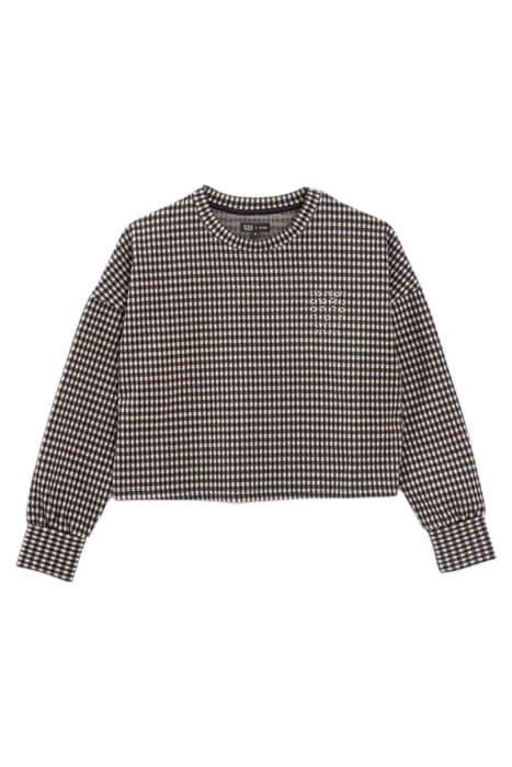 GIRLS' BLACK AND BEIGE HOUNDSTOOTH MOTIF SWEATSHIRT BLACK by IKKS