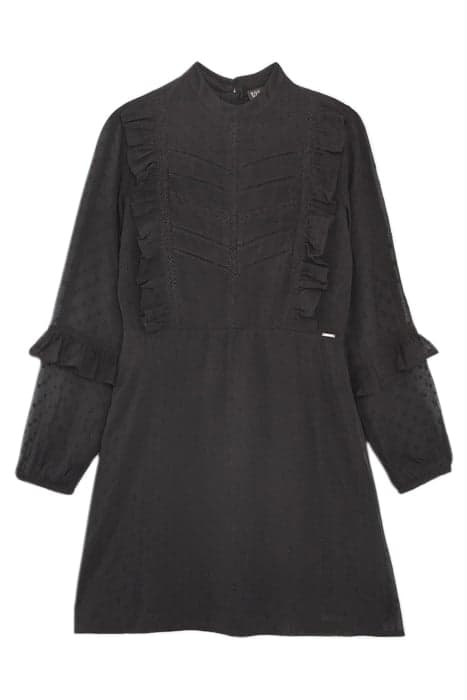 GIRLS’ BLACK DOTTED SWISS JACQUARD DRESS WITH DICKEY BLACK by IKKS