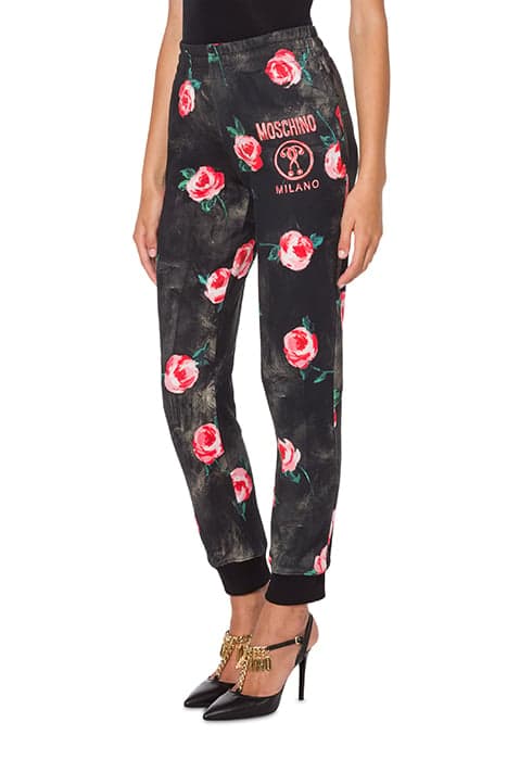 PAINTED FLOWERS FLEECE JOGGERS MULTICOLOR by Moschino