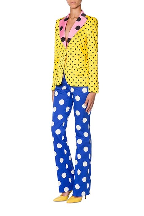 PATCHWORK POLKA DOT SATIN JACKET YELLOW by Moschino