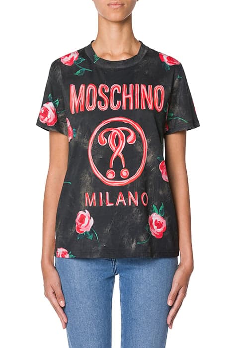 PAINTED FLOWERS JERSEY T-SHIRT MULTICOLOR by Moschino