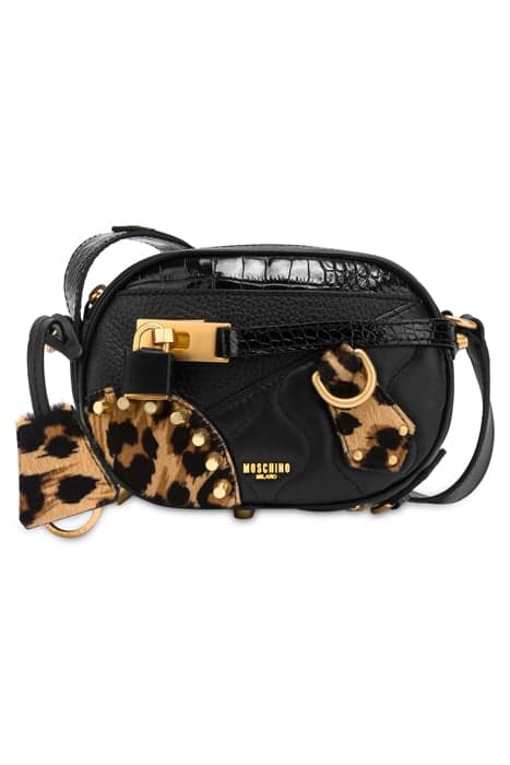 SHOULDER BAG IN CALFSKIN AND PONYSKIN MULTICOLOR by Moschino