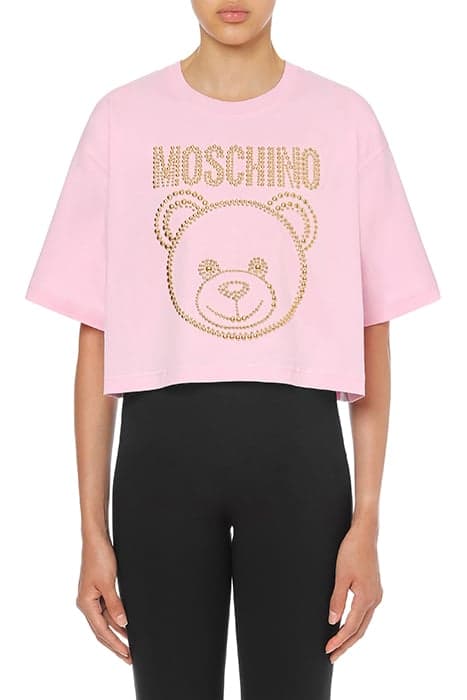 TEDDY STUDS JERSEY T-SHIRT PINK by Moschino