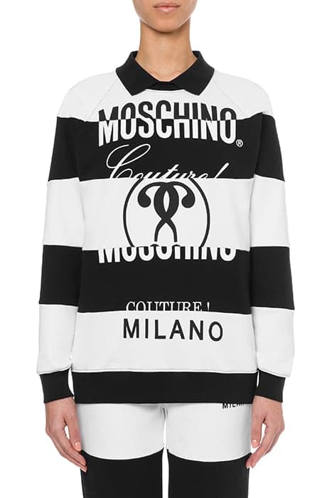 BLACK&WHITE COTTON SWEATSHIRT WHITE by Moschino