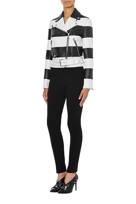 BIKER IN BLACK & WHITE NAPPA LEATHER WHITE by Moschino