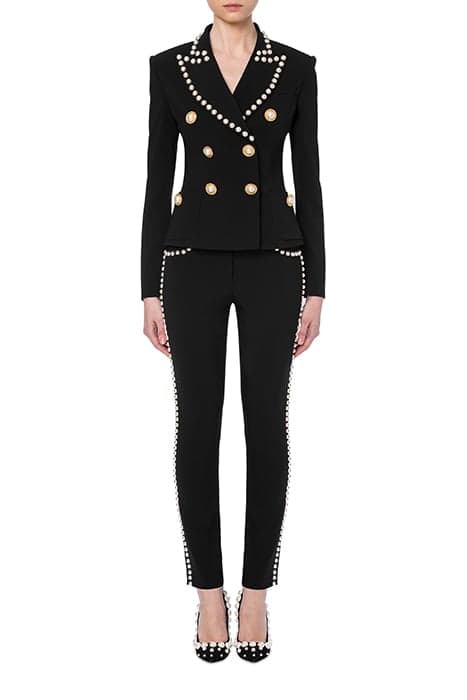 PEARL BUTTONS STRETCH CADY JACKET BLACK by Moschino