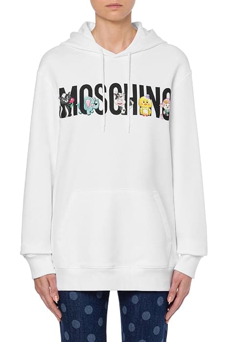 CALICO ANIMALS LOGO HOODIE WHITE by Moschino