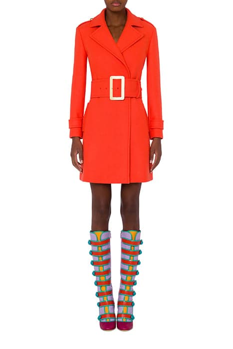 CLOTH COAT WITH BELT ORANGE by Moschino