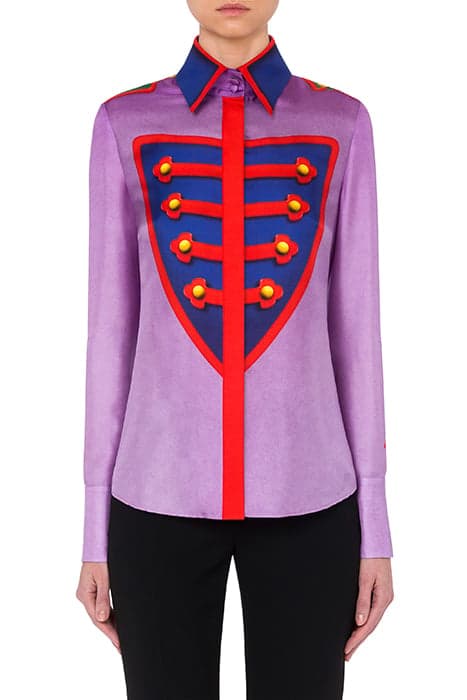 TROMPE L'ŒIL SILK TWILL SHIRT PURPLE by Moschino