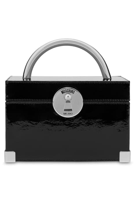 METAL CLOSURE MINI PATENT BAG BLACK by Moschino