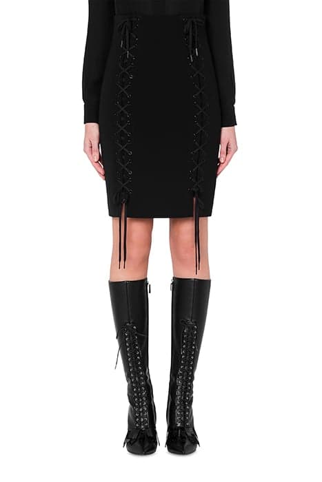 BONDAGE LACING CREPE SKIRT BLACK by Moschino