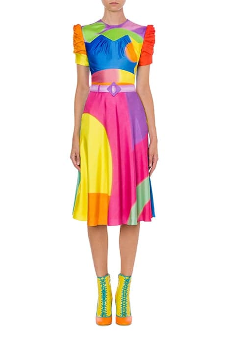 PROJECTION PRINT TWILL DRESS MULTICOLOR by Moschino