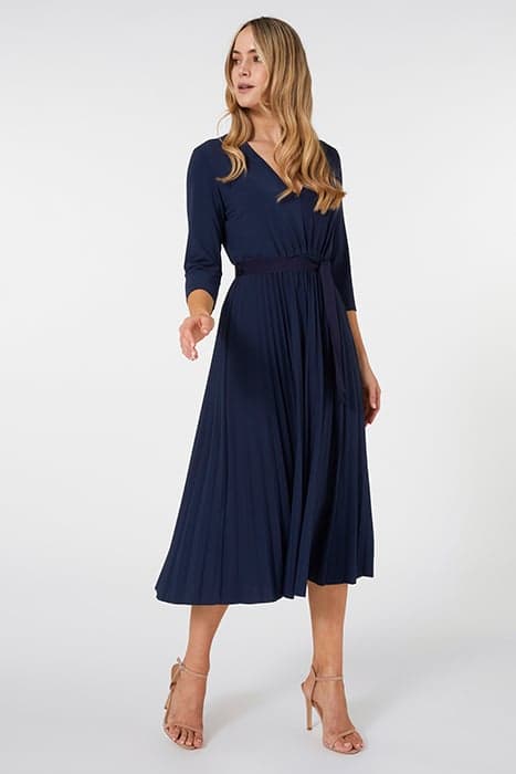 PLEATED DRESS IN FLOWING JERSEY BLUE by Elena Mirò