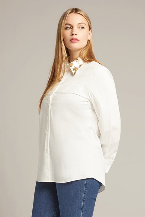 SHIRT WITH EMBROIDERED COLLAR WHITE by Elena Mirò