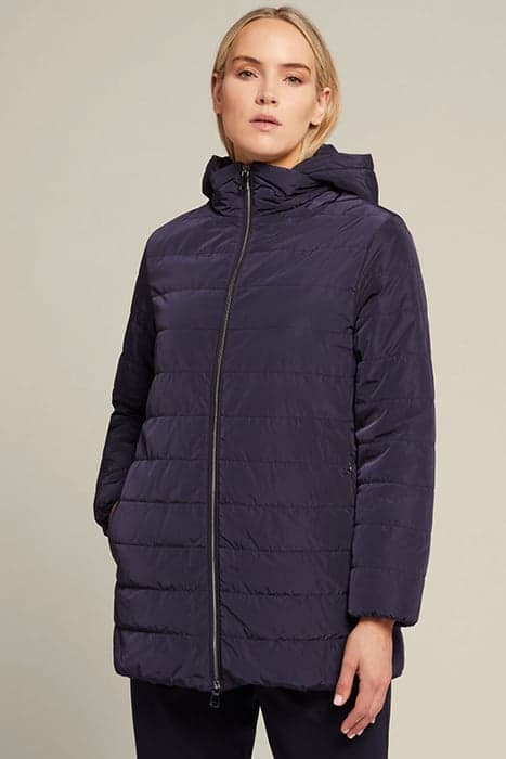 LONG HOODED DOWN JACKET BLUE by Elena Mirò