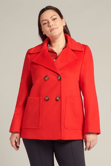 DOUBLE-BREASTED PEA COAT IN LUXURY WORSTED CLOTH RED by Elena Mirò