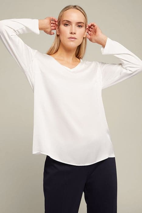 T-SHIRT IN TWO ECO-VISCOSE FABRICS WHITE by Elena Mirò