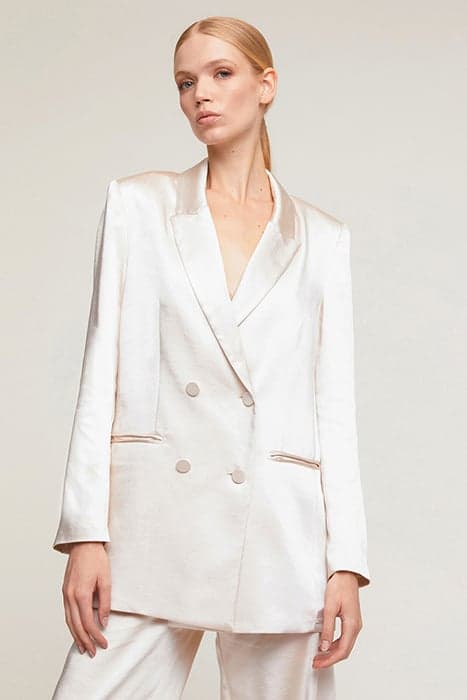 DOUBLE-BREASTED OVERSIZED SATIN BLAZER WHITE by Motivi