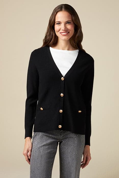 CARDIGAN WITH UNIFORM BUTTON BLACK by Oltre