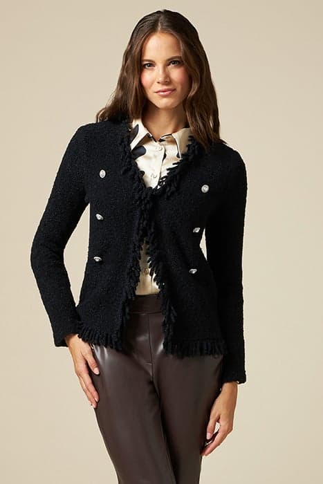 KNITTED JACKET WITH JEWEL BUTTONS BLACK by Oltre