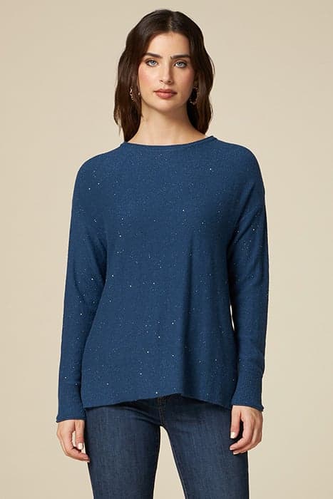 CASHMERE BLEND LUREX SWEATER BLUE by Oltre