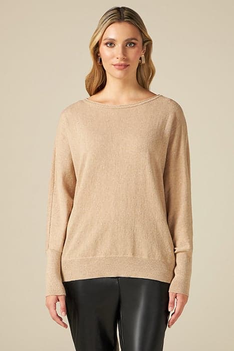 CASHMERE BLEND LUREX SWEATER NATURAL by Oltre