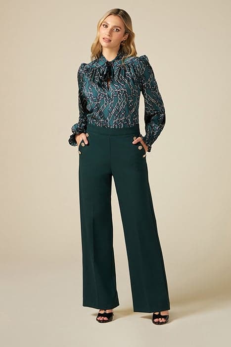 MILANO-STITCH PALAZZO TROUSERS GREEN by Oltre