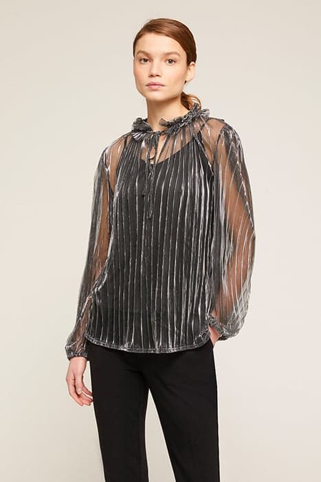 LUREX PLEATED BLOUSE WITH INTERNAL TOP GREY by Motivi