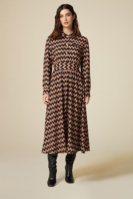 GEOMETRIC PATTERN DRESS NATURAL by Oltre