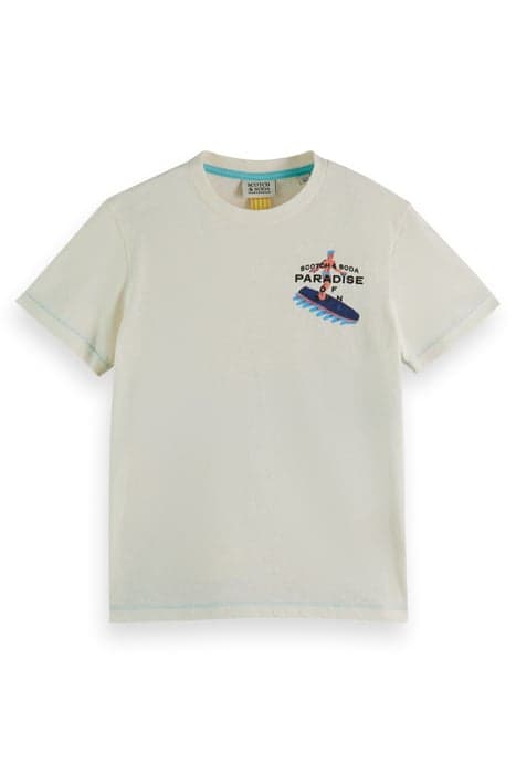 RELAXED-FIT COTTON-LINEN BLEND ARTWORK T-SHIRT OFF WHITE by Scotch & Soda