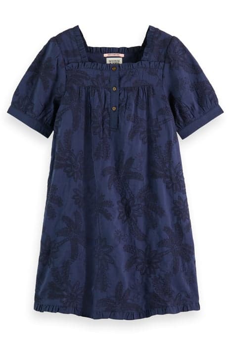 TONAL CHAINSTITCH EMBROIDERED SHORT-SLEEVED DRESS NIGHT by Scotch & Soda