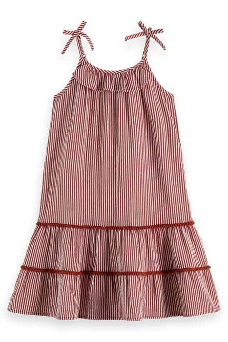 A-LINE CRINKLE COTTON DRESS TERRACOTTA STRIPE by Scotch & Soda