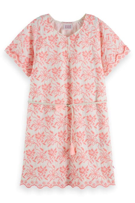 ALL-OVER EMBROIDERED & BELTED DRESS NEON FLOWER by Scotch & Soda